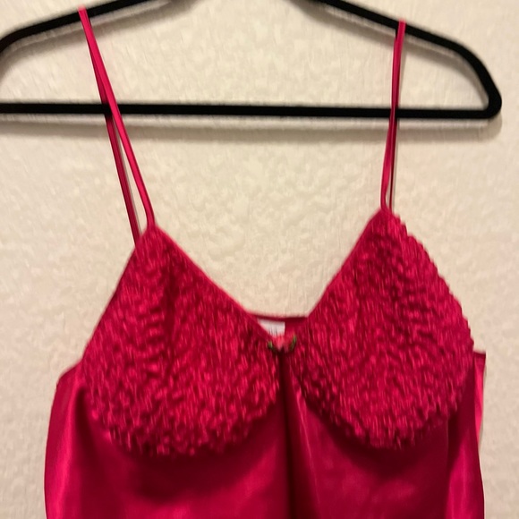 Cinema & Etoile Pink Strappy Sleep Shirt Satin Top Lingerie Vintage Women Size L - Picture 2 of 10
